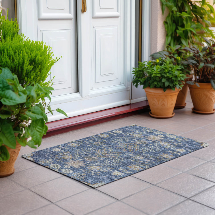 Machine Washable Indoor/Outdoor Cicel ACN1156 Blue Rug