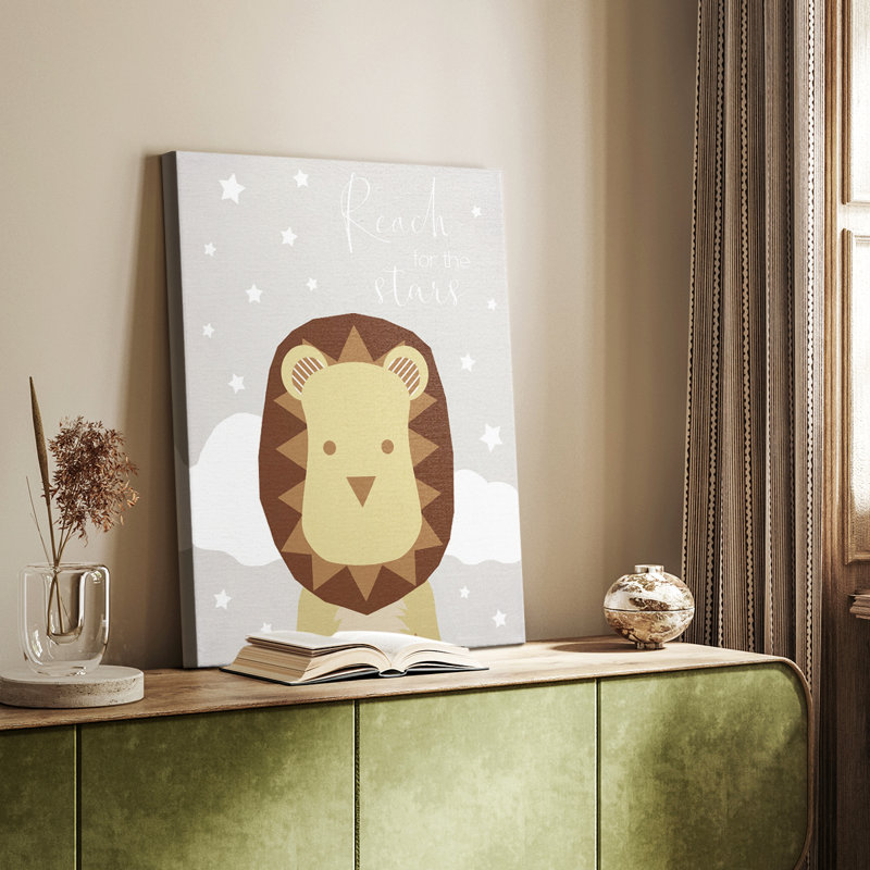Lion étoiles - galerie Cavas sur mesure, H 27 po x l 18 po