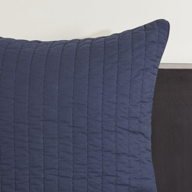 Camila Navy Square 100% Cotton Blend Pillow Euro Sham, Navy