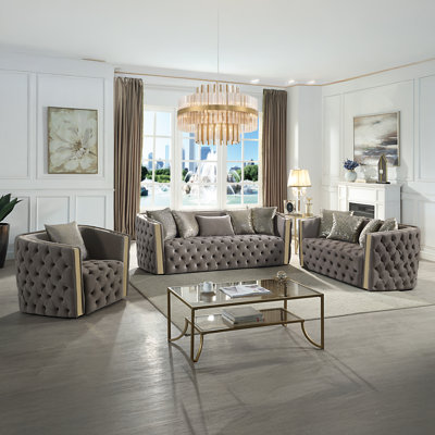 Doruk 3 - Piece Velvet Living Room Set by House of Hampton