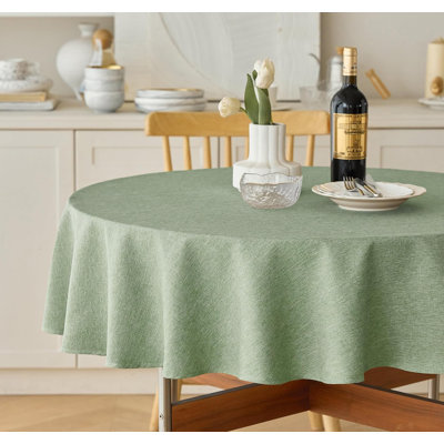 Nappe ronde de 60 po, housse de nappe lavable en faux lin pour les réceptions, vert sauge