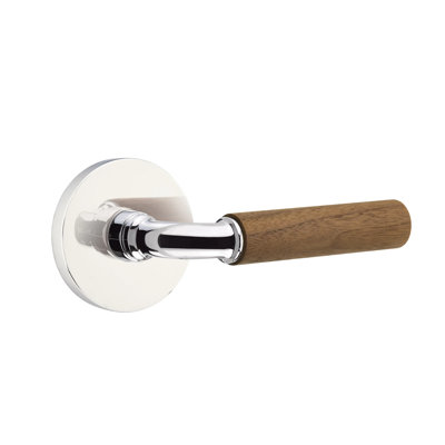 Ensemble de leviers de passage Emtek Select avec rosette à disque et tige R-Bar, poignée en noyer foncé