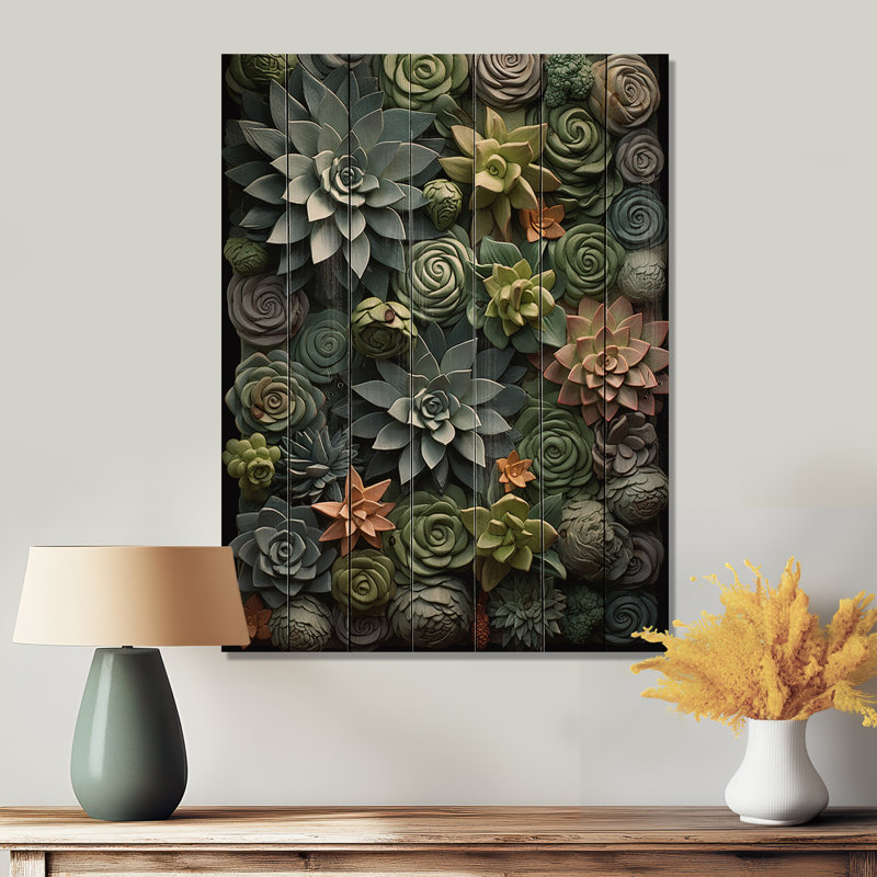 Marius - Décoration murale en bois floral sur bois de pin naturel, H 40 po x l 30 po