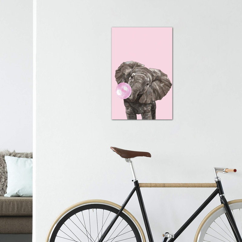 Art d’éléphant de gomme à bulles, Toile tendue, H 18 po x l 12 po x P 1,5 po