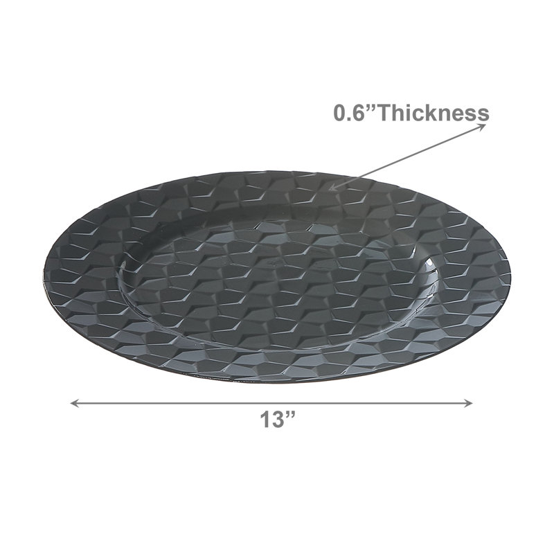 Assiette de présentation Marlee Pentagon noir 13 po - ensemble de 6, Noir
