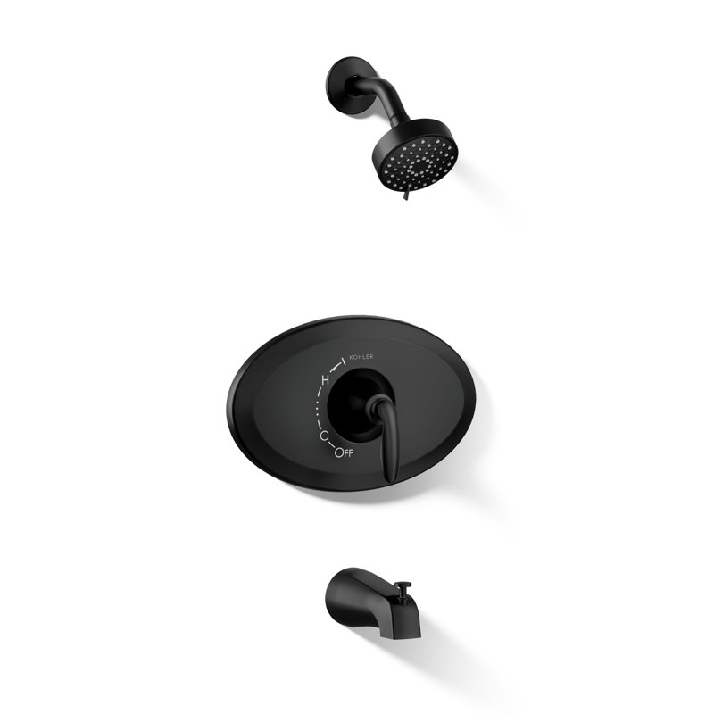 Ensemble de garniture de baignoire et de douche Remodel Rite-Temp avec 2,5 gallons par minute, Noir mat