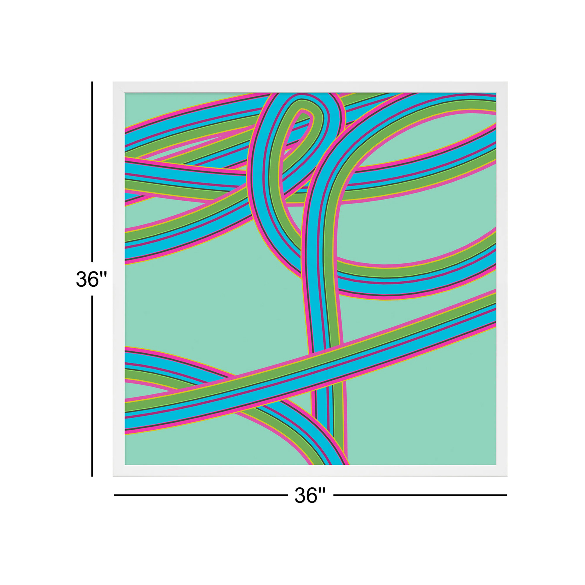 Turquoise Twist by Jacques Pilon, White, 36" H x 36" W x 1.25" D