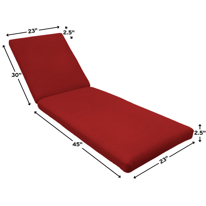 Eddie Bauer Outdoor Chaise Lounge Cushion, Sunbrella Fade & Water Resistant for Pool-Side Chaise Loungers & Deck Recliners, 23"W x 45"L, 2.5" thick; Back 23"W x 30"L, 2.5" thick, Canvas Jockey Red