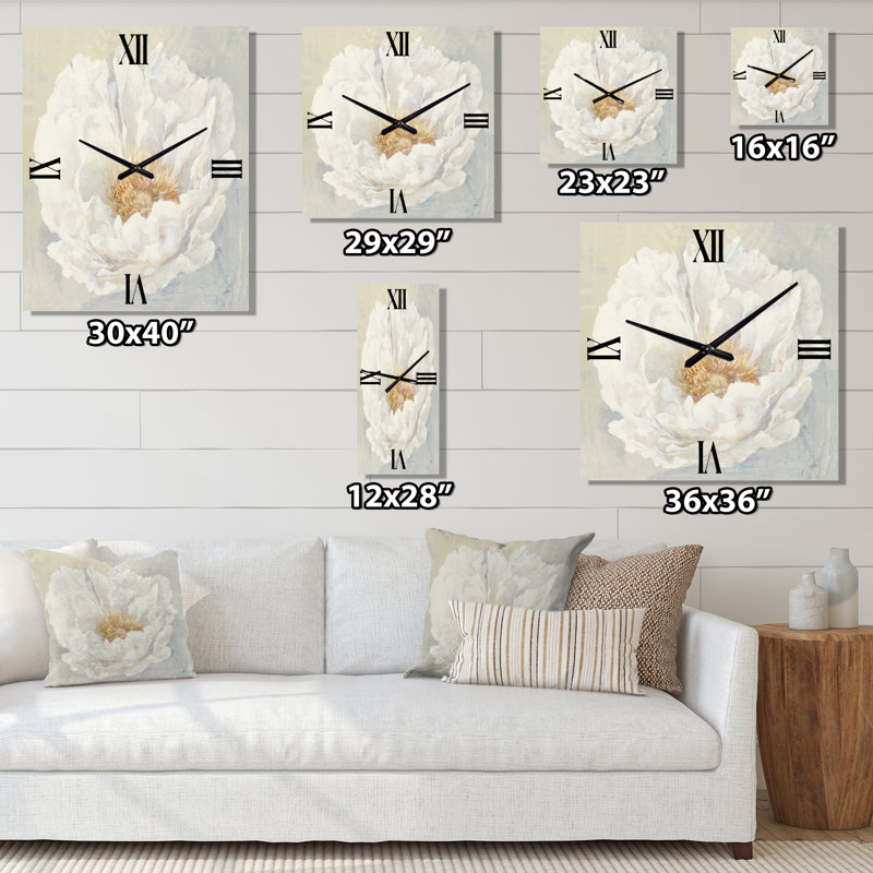Horloge murale traditionnelle blanche pivoine sereine, Grand