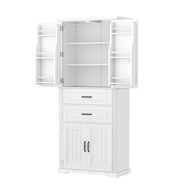 Storage Cabinet With Multi-Functional Storage Space, White