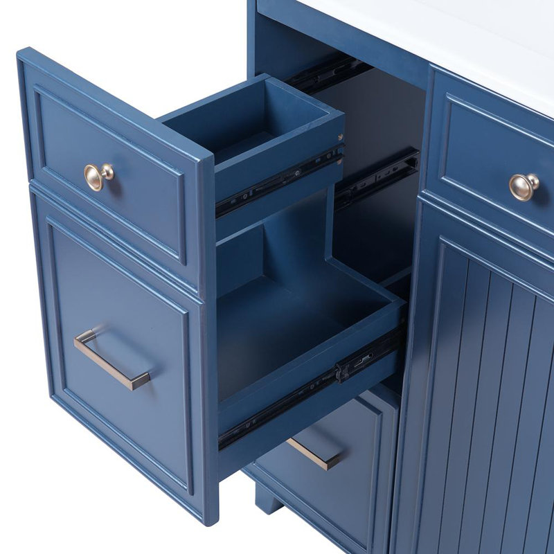 Meuble-lavabo 36 po avec lavabo en céramique, Bleu