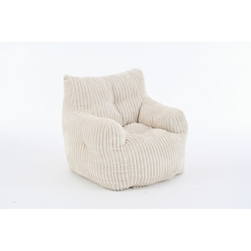 Fauteuil à billes en velours côtelé moelleux rembourré d'éponge à mémoire de forme, Beige