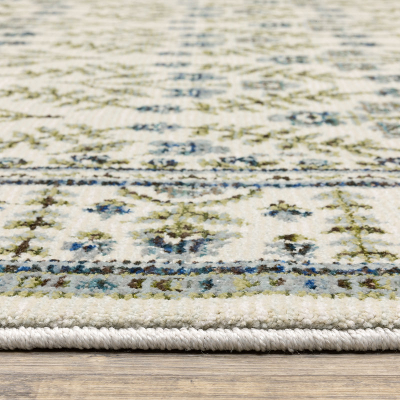Tapis ivoire / bleu Adela, Rectangle 8 pi 6 po x 12 pi 2 po