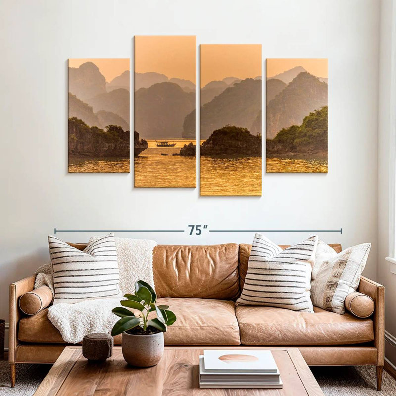 Marchelle, coucher de soleil sur la baie d'Halong, H 42 po x l 68 po