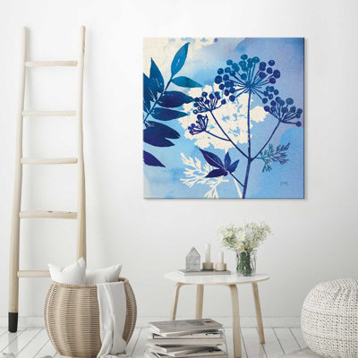 «Blue Sky Garden I», reproduction de peinture à l'aquarelle sur toile tendue