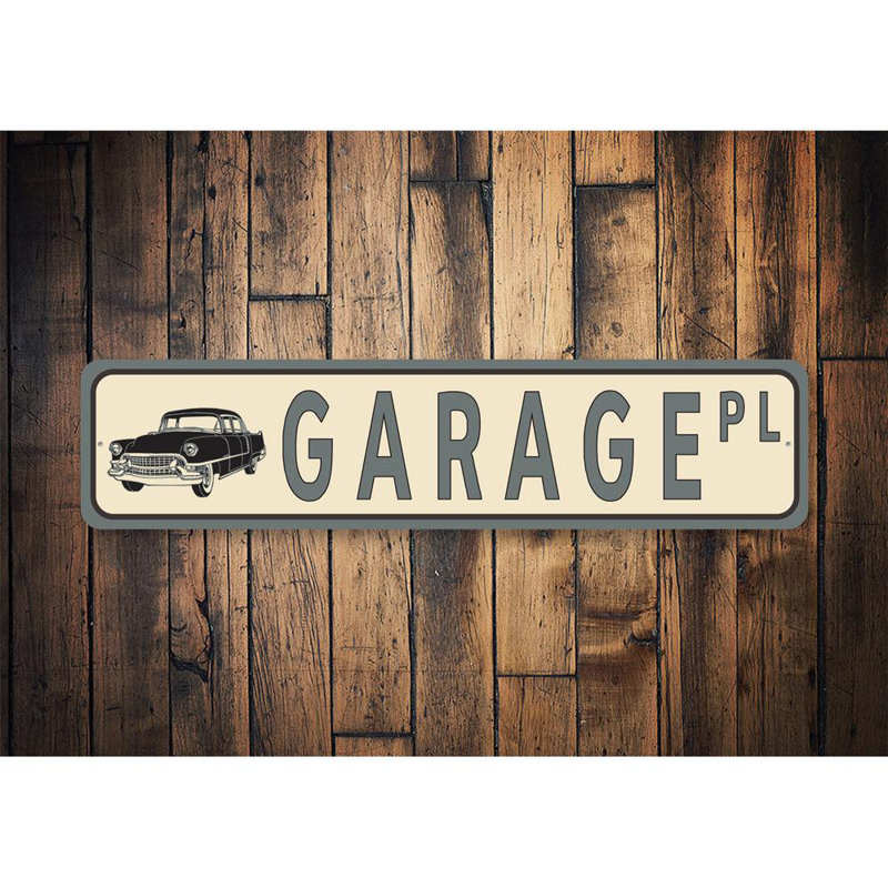 Enseigne en aluminium Garage Street, H 4 po x l 18 po x P 0,04 po