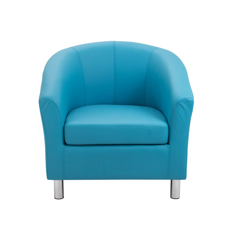 Pyrmont Faux Leather Barrel Chair, Sky Blue