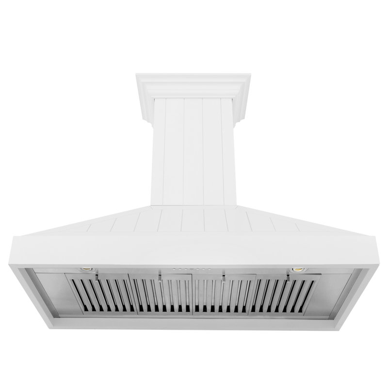 ZLINE 30 in. Wooden Wall Mount Range Hood in Shiplap Bright White Finish, 48"