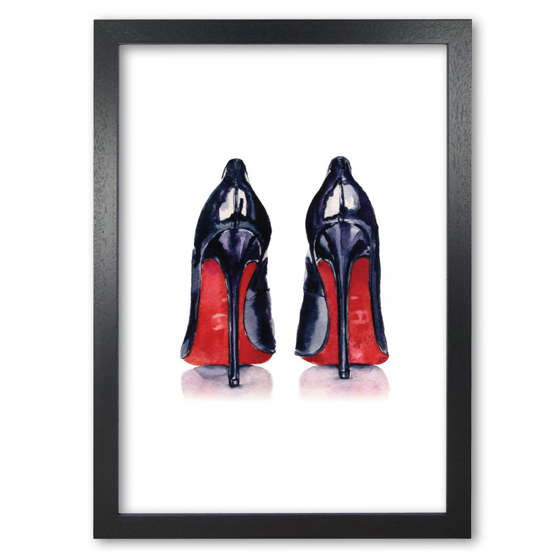 High Heels - Painting, Black Grain Frame, 60 cm H x 42 cm W x 5 cm D