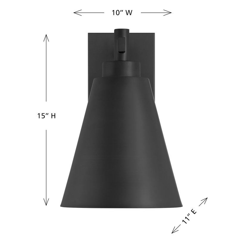 Nyquist 1-Light Outdoor Wall Lantern in Atlas in Matte Black, Matte Black, 15" H x 10" W x 10" D