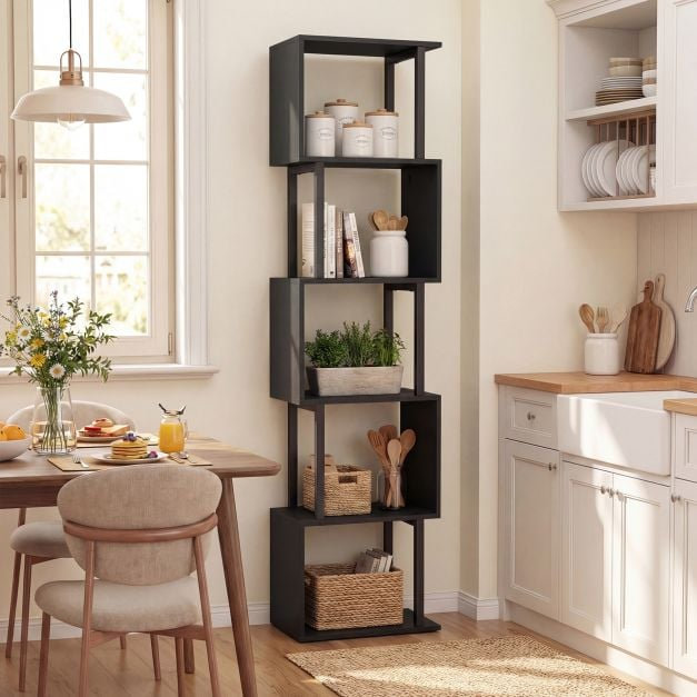 147cm H x 38cm W Metal Bookcase, Black