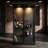 Lighted Glass Display Cabinet With Sliding Doors And Interior Glass Shelves For Living Room Or Office, Black