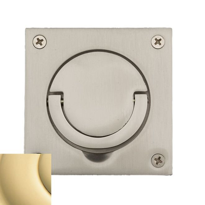Spindle Solid Ring Pull Plate, 3.75" H x 3.6" W x 2" D, Unlacquered Brass