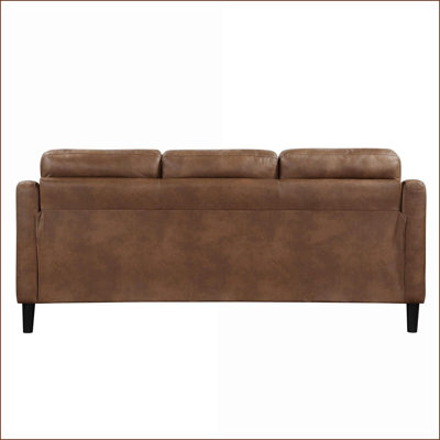 Sofas, Button Tufted Contoured Arms Casual Living Room Couch | Walnut Brown | Solid Wood