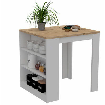 Versatile 3-Drawer Kitchen Island with Open Shelves and Stylish Finish