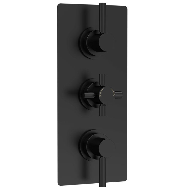Tec Pura Triple Thermostatic Shower Valve, Matt Black