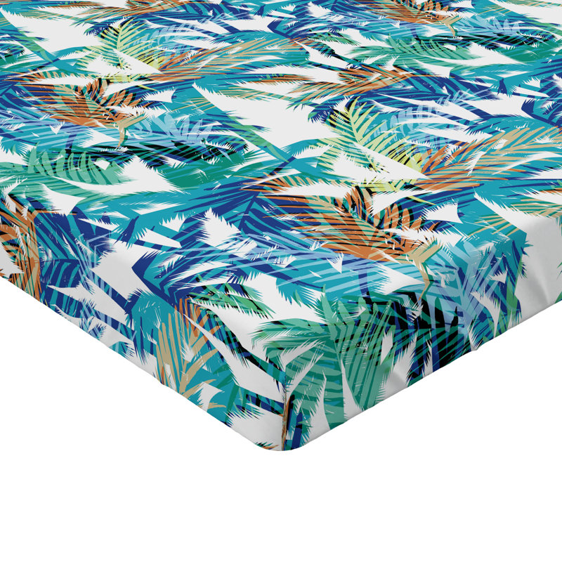 Drap-housse orange Ambesonne, Drap-housse pour lit simple TG, Bleu / vert menthe / floral orange