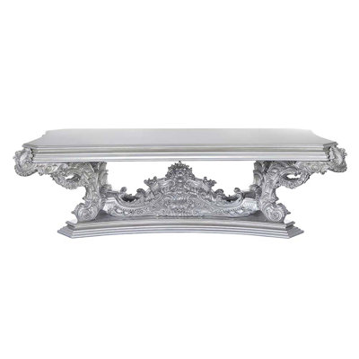 Table de salle à manger rectangulaire 108 po Valkyrie, finition platine antique