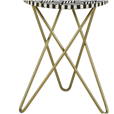 Table d'appoint noire, blanche et dorée
