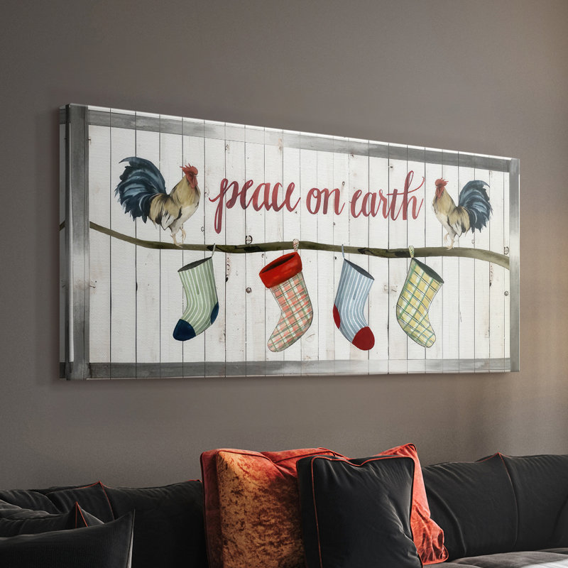 Collection Festive Farm C - Toile tendue avec châssis - Prêt à accrocher, H 16 po x l 32 po
