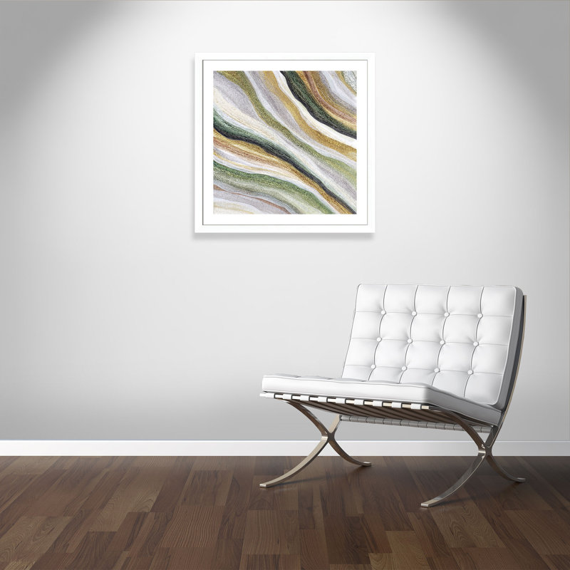 Onate moderne Onoria - tons vert, reproduction d'art graphique sur papier, H 33,5 po x l 33,5 po x P 1,25 po, Blanc mat