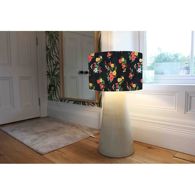 Floral Pattern 25cm H Cotton Drum Lamp Shade ( Uno )