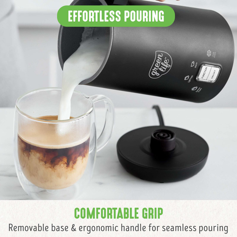 White Ceramic 10oz Electric Milk Frother with 4-in-1 Function