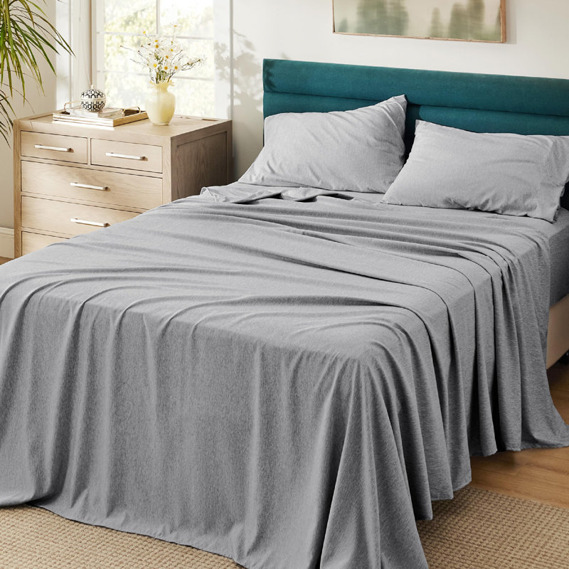 Polyester Standard, Gray, Queen Sheet Set 2 Pillowcases