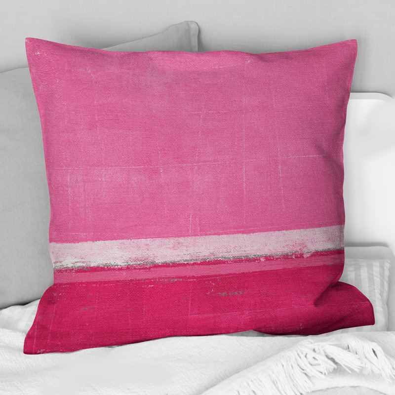 Pink Fuchia And White Colorfields II - Modern Printed Throw Pillow, 16"H x 16"W, Square