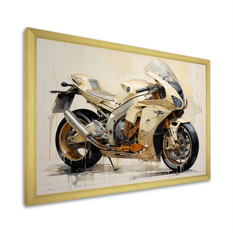 Minimalisme à moto I sur toile, H 30 po x l 40 po x P 1,5 po, Cadre doré simple