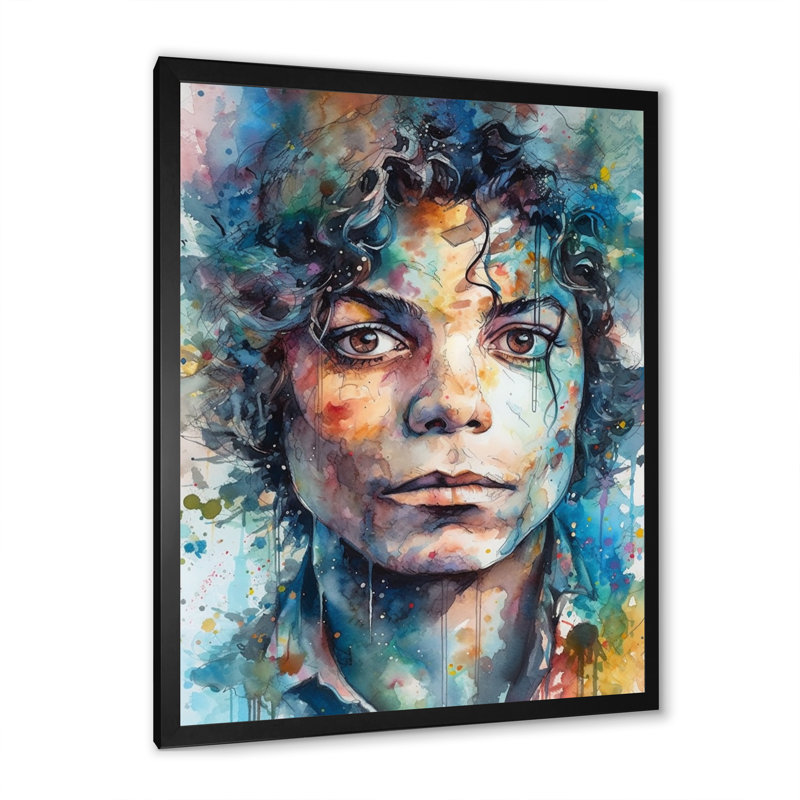 Jackson - Illustration de célébrités, impressions sur toile, Cadre photo noir, H 40 po x l 30 po
