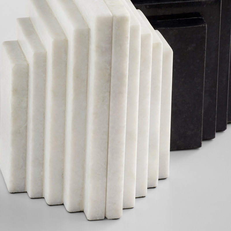 Epilogue Modern & Contemporary Marble Non-Skid Bookends, White
