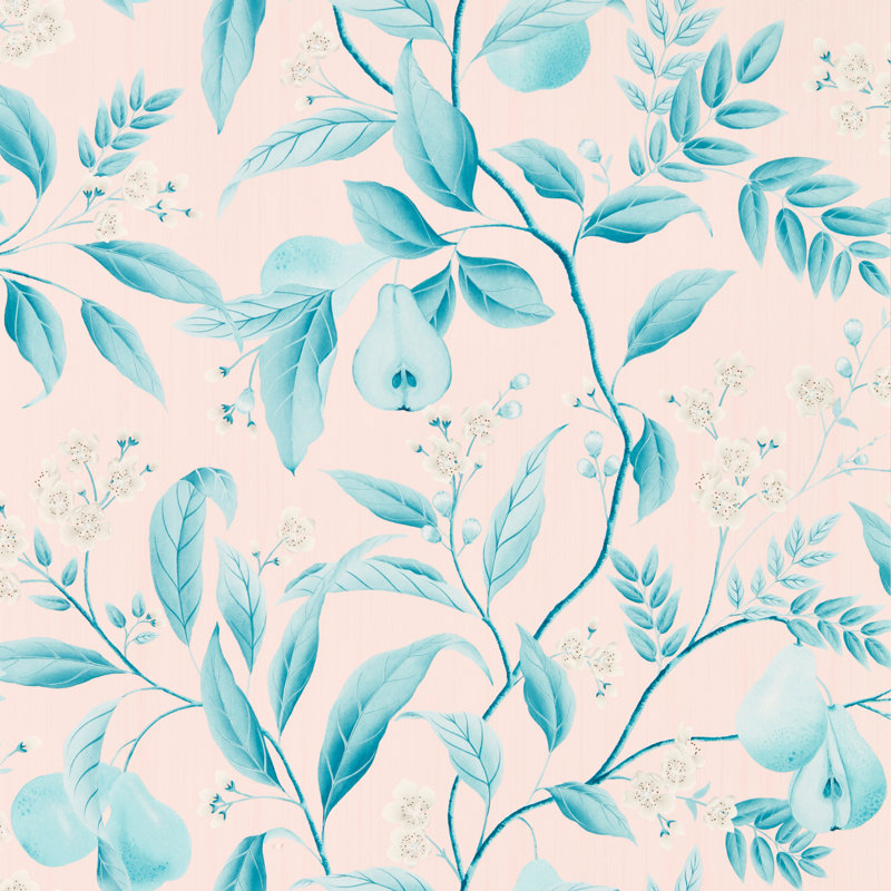 Marie 10.05m x 68.6cm Wallpaper Roll, Rose/ Lagoon