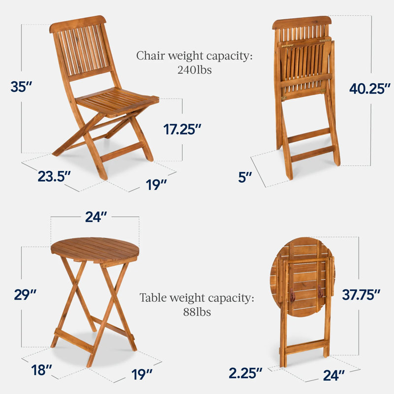 Wood Bistro Set, Natural