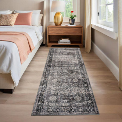 Tapis à motif oriental rétro pour le salon, le bureau et la chambre à coucher
