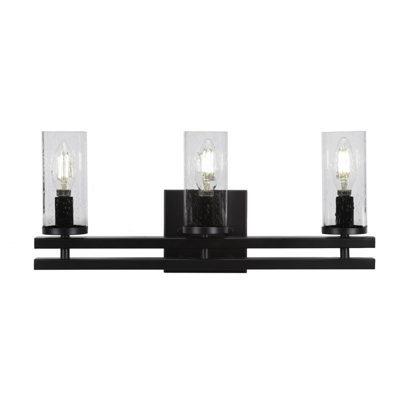 Barre d'éclairage de salle de bain 3 lumières Belmont, Noir mat, Clair