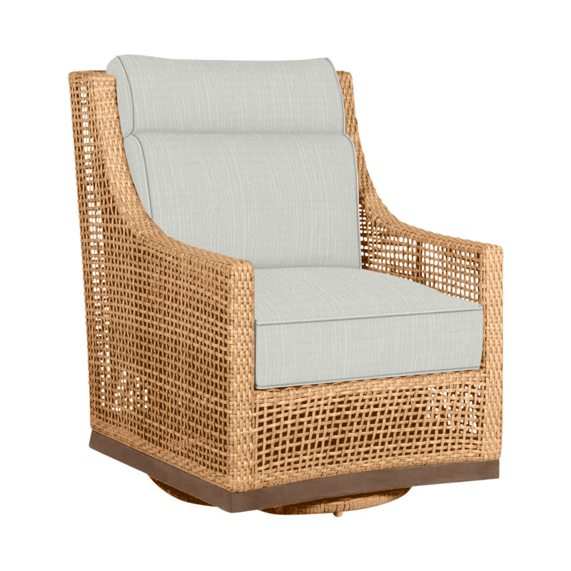 Péninsule pivotante en raphia clair / bois de santal, Welt + bourre standard, Sunbrella® argent Verona