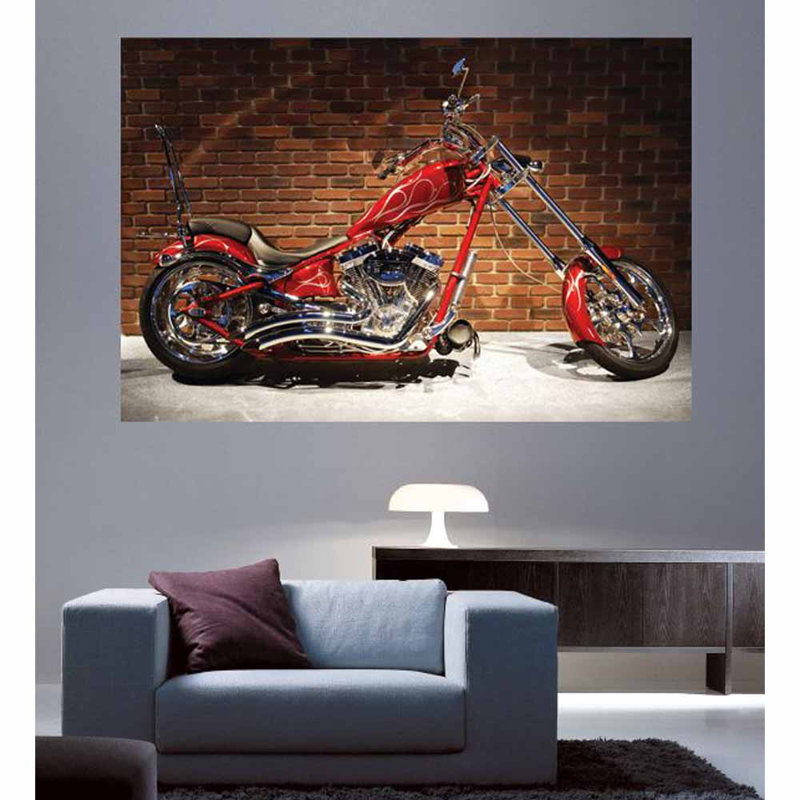 Motorcycle Non-Wall Damaging Wall Decal, 32" H x 48" W