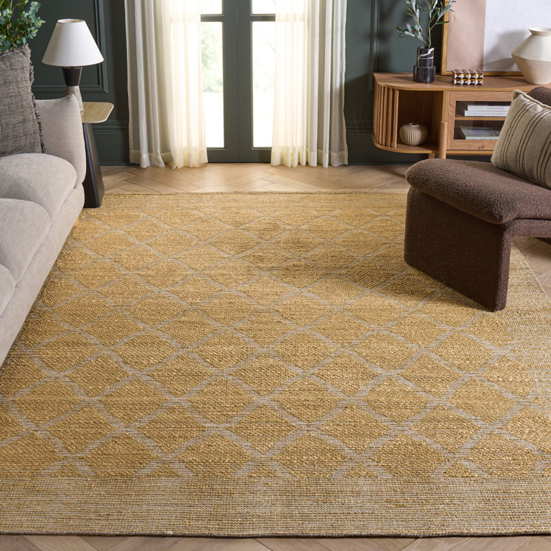 Natural Fiber Hand Woven Jacquard Performance Trellis Indoor Rug, 8'-0" X 10'-0" Rectangle