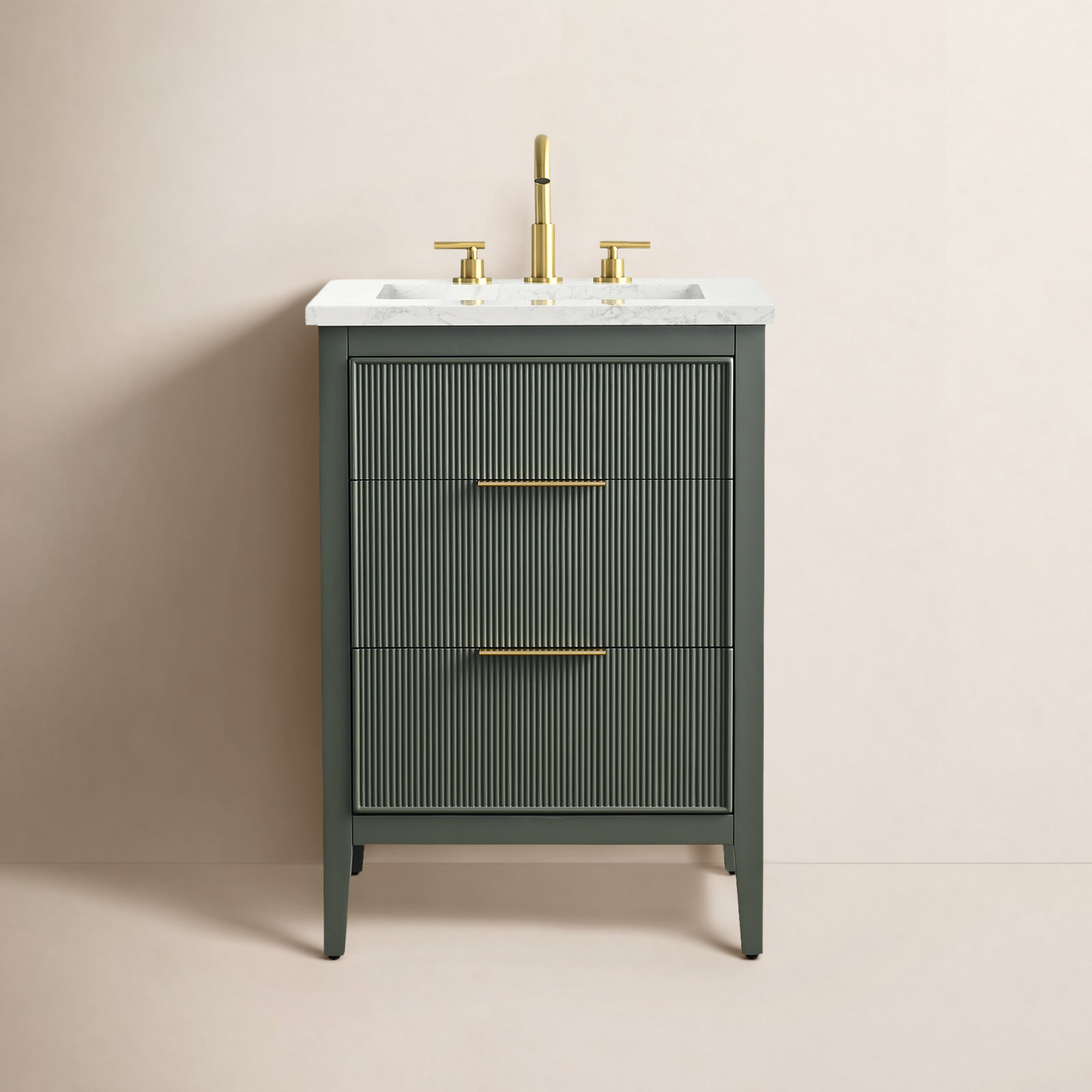 Bilroy 24" Oak Single Bathroom Vanity, Vintage Green